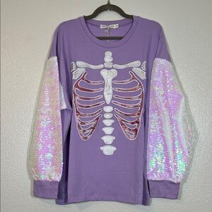 Lavender shimmery sequin ribcage shirt, size 2X